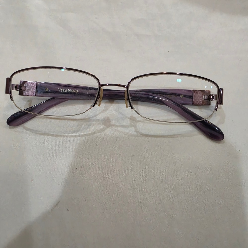 Vera Wang Eyeglasses Womens 53-17-135 Purple V198 LA Excellent Crystal Accents